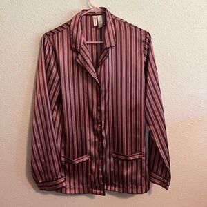 Ambrielle Pink and Red Stripe Pajama Set Size Medium